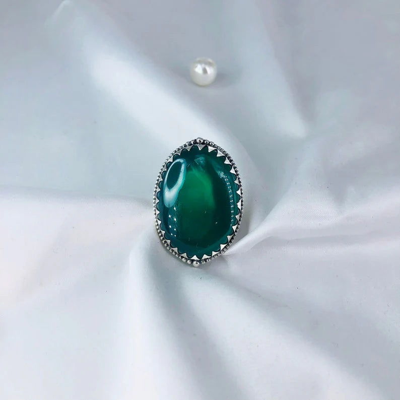 Natural Green Onyx Ring