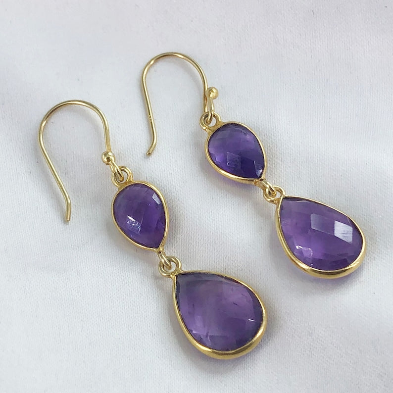 Amethyst Gold Earring